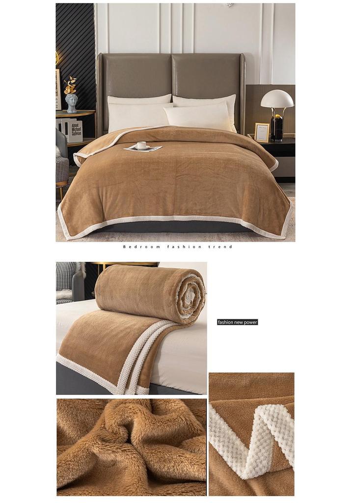 Solid Color Coral Fleece Throw Blanket - Perfect for Office & Air Conditioning Comfort