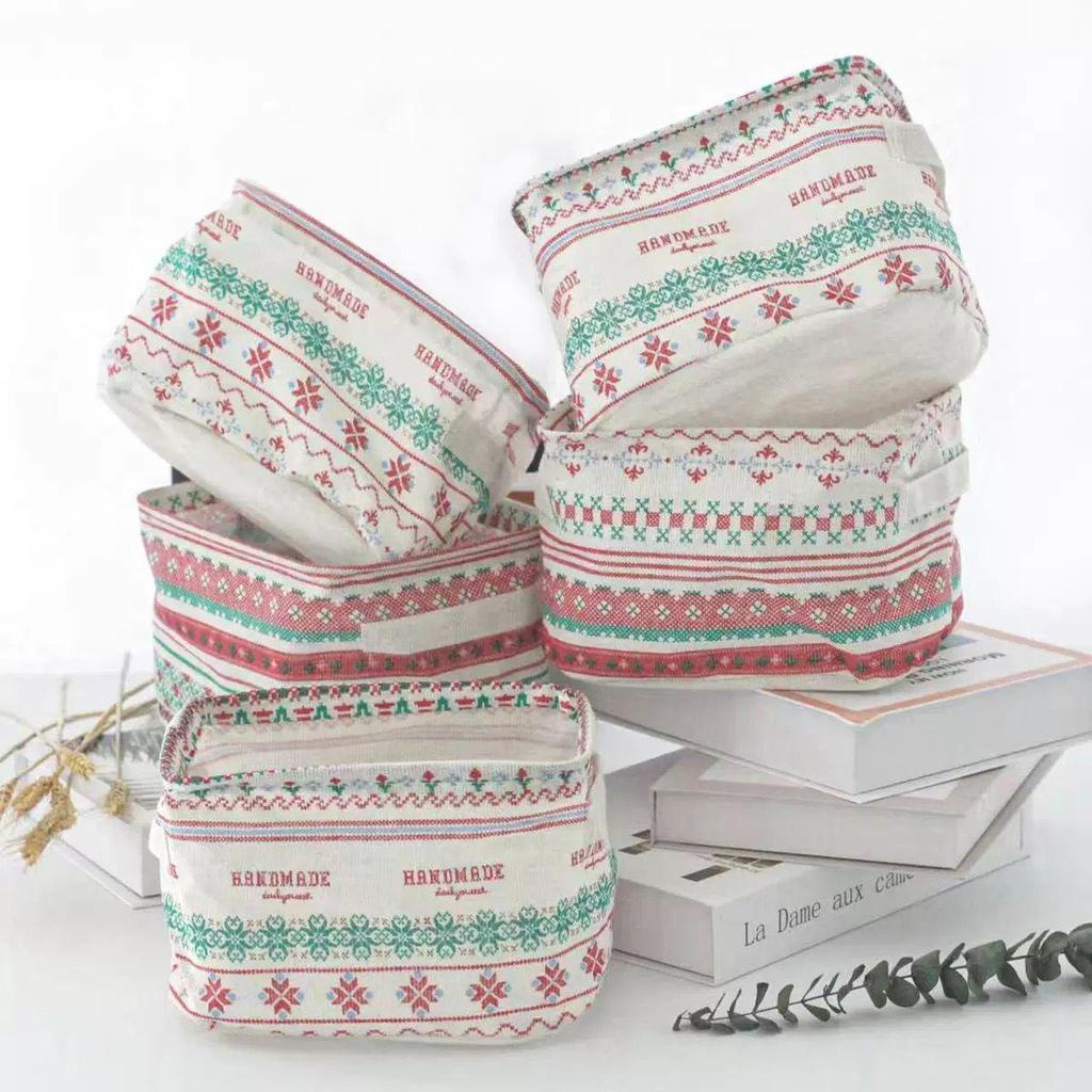 Wasserdichter Aufbewahrungskorb aus Baumwolle und Leinen, faltbar, für Schreibtisch, Kosmetik und Kleidung