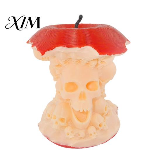 Small Showcase Statue 3D Printed Apples Skull Figurine, Spooky Skeleton Macabre Home Accents Sculpture, Halloween Gothic Desktop Decor, Personalized красный