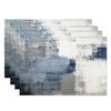 Blau-Graues Ombre Kunst-Tischset Set of 4 Modern Abstrakt Geometrische Blöcke Tischmatten 12x18 Zoll für Küchen-Esstisch-Dekoration Hitzebeständig Wasser