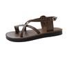 Temperament with skirt flat toe sandals women's 2025 new summer soft sole silver cross with Roman beach sandals