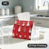 1pc Tissue Box, Knitted Christmas Ornaments Joyful Festive Pattern, 2D Flat Printing, Keeps Dust Out, Take Anywhere, Napkin Box, for Desk Use, 2D Flat