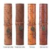 Leather Roll-Up Pouch W/ Embossed Buckle Vintage Treasure Map Pencil Case Large Capacity School Office Organizer