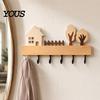 Wooden Hat Rack Key Holder, Solid Wood Organizer with 6 Hooks, Modern Storage for Wall Mounted Hanger Entryway Kitchen And Office Badge Holder
