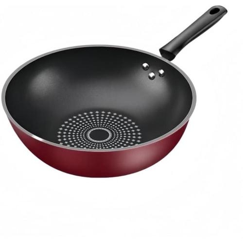 FiveLn Deep Frying Pan, Vegetable Stir-Frying Pan, 28cm/30cm/32cm/34cm, with Lid, Non-Stick, Wok, Induction Compatible, Gas Compatible, All Heat Sourc