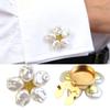 Pearls Cufflinks Flower Button Covers for Women Elegant Clips Button Dress Shirt Accessories No Sewing Buttons Gift