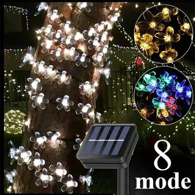 Outdoor Solarleuchte LED Kirschblüten Lichterkette Garten Weihnachten Feiertagsdeko Solargirlande Hochzeitsfeier Dekoration