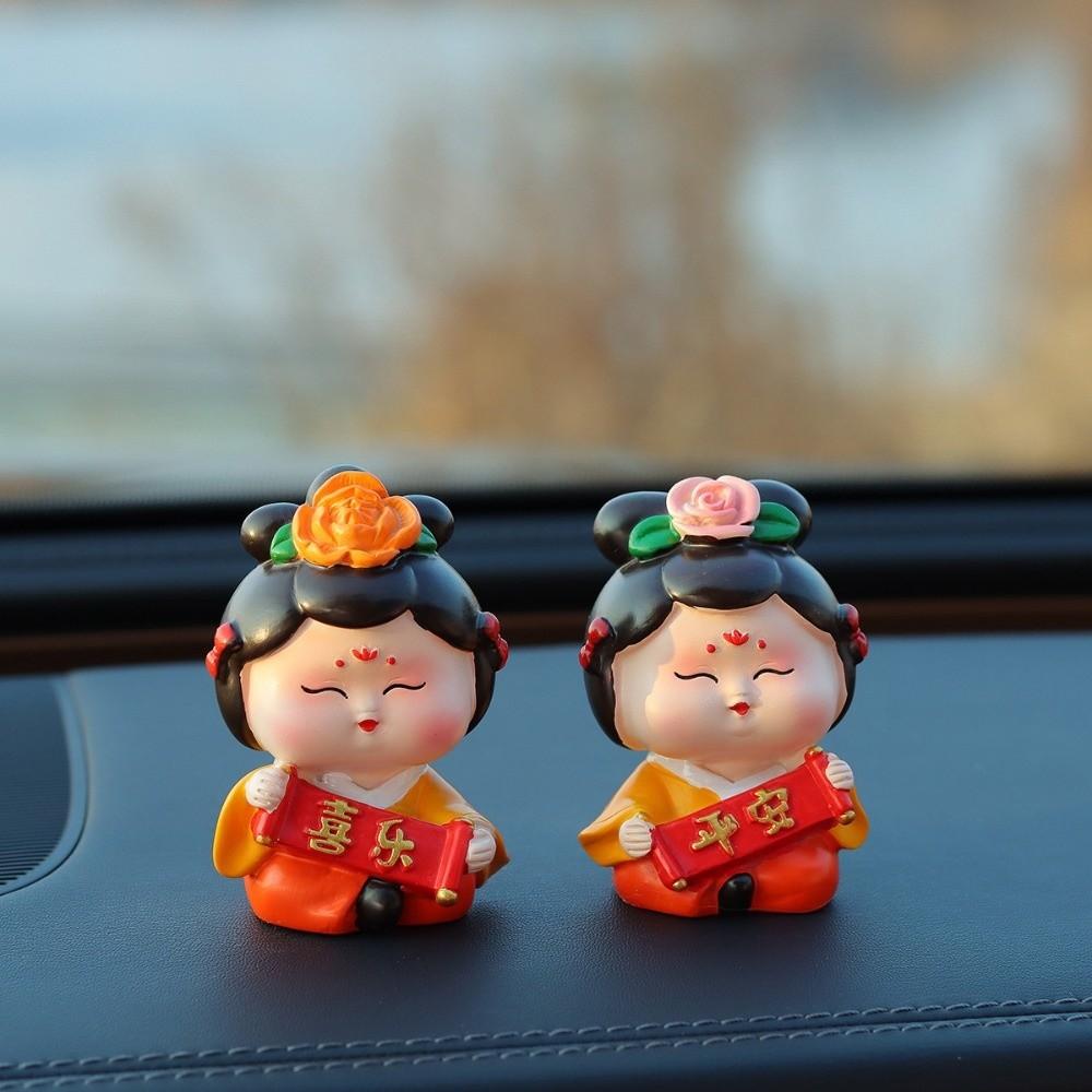 Art Craft Car Cute Doll Ornament Decorative Tang Dynasty Woman Figurine  Bookshelf
