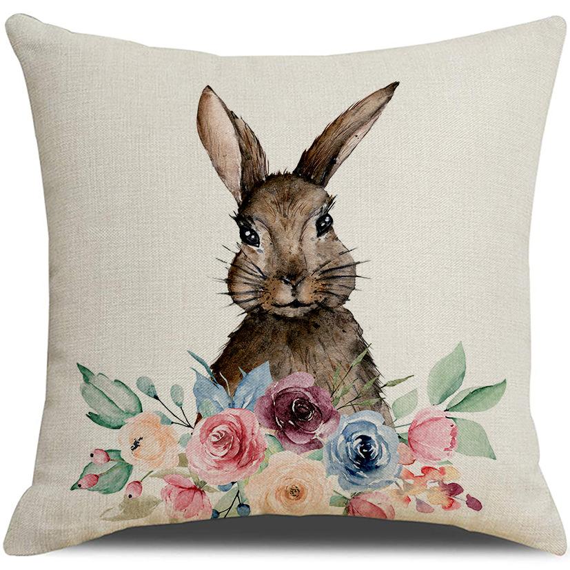 New Easter Flower Basket Bunny Pillow Case Spring Wreath Decorative Pillow Sofa Cushion Cover Combination