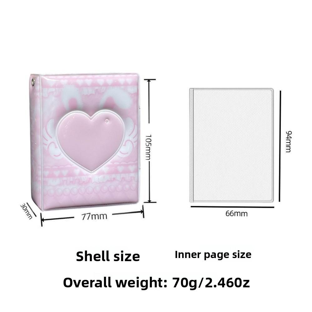 Pink Love Bow Card Album 3 Inch Mini PVC Photocard Binder with 16 Internal Pages Collectible Card Album Idol Card Collect Book