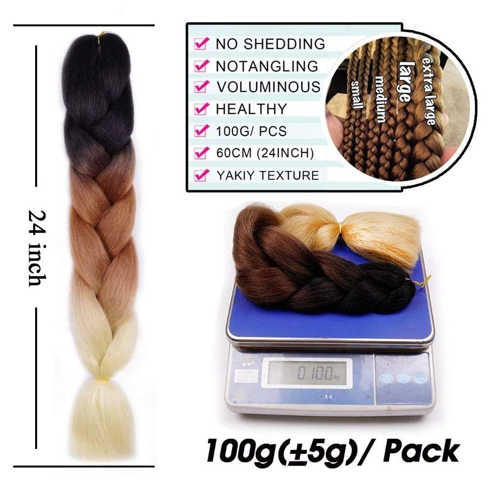 Ombre Jumbo Zopf 24 Zoll Damen DIY Haarzöpfe Neue Flecht Haarverlängerung Damen