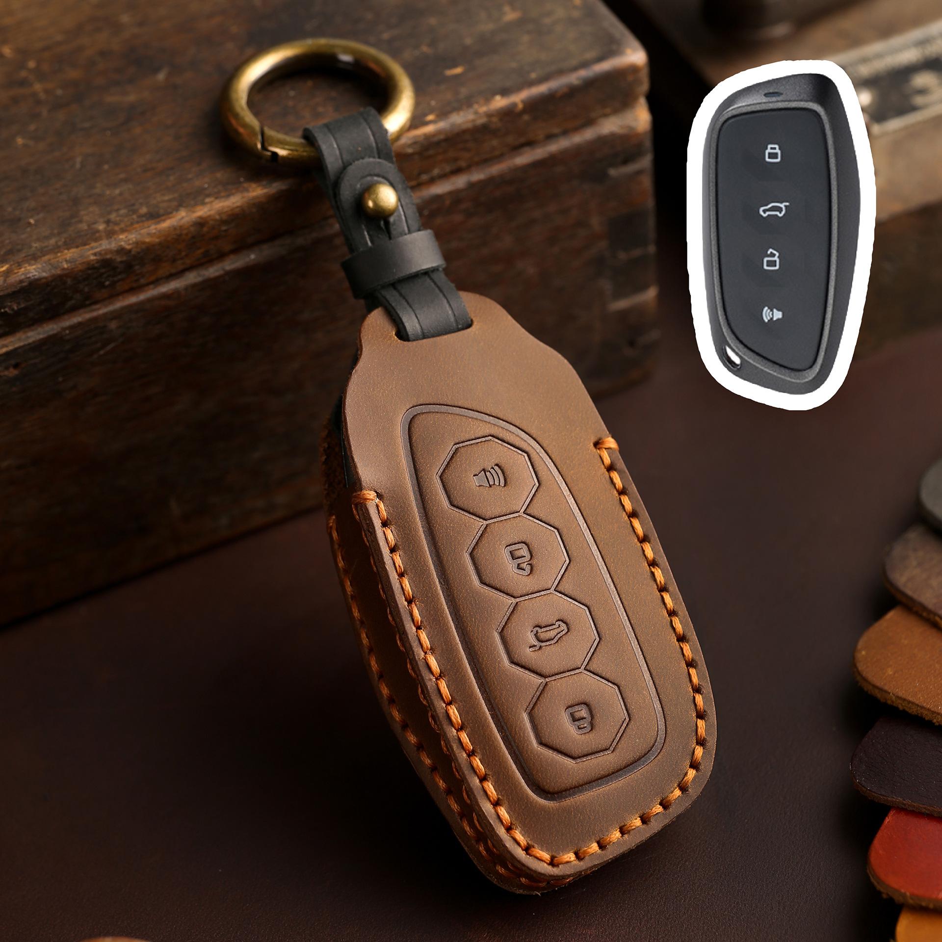 

Applicable to Haval second-generation big dog key set 23 godly beasts 2023 Harvard Kugou car Xiaolong max shell buckle genuine leather коричневий