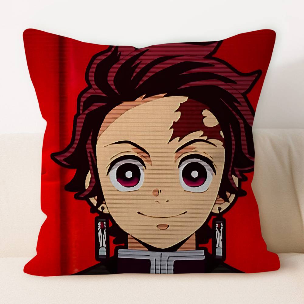 

K-Kamado T-Tanjiro Pillowcase Toon Gift Cushion Cover Bedroom Home Sofa Chair Seat Decor Pillow Case 12x12Inch