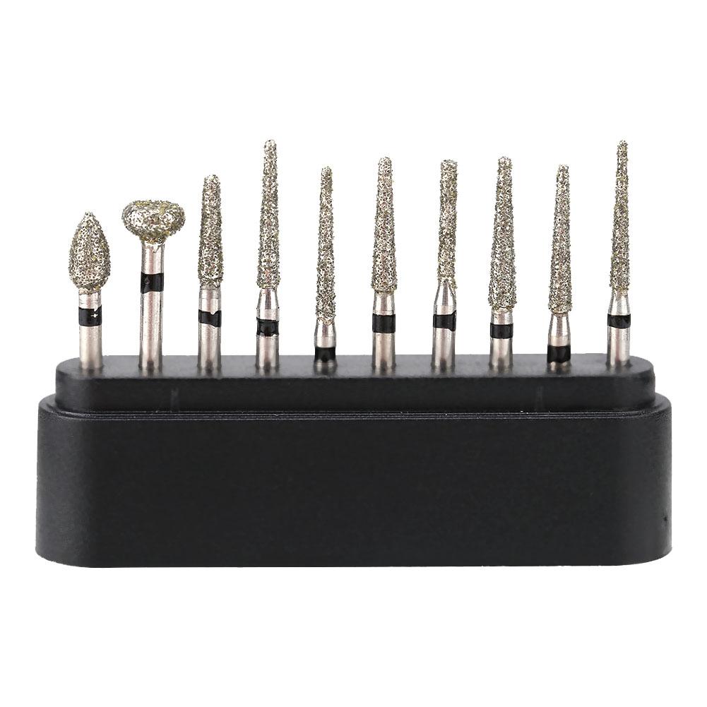 10pcs set Dental Diamond Burs FG 1.6mm High Speed Handpiece Emery Bits
