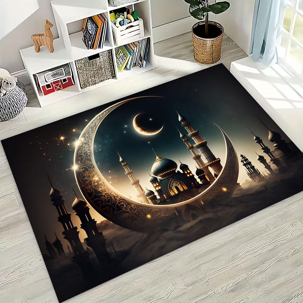 Mosque Islam Prayer Muslim Calligraphy Rug for Bedroom Living Room Sofa Home Doormat Decor,Large Kids Play Non-slip Floor Mat