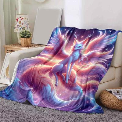 1pc Fox Printing Lightweight Flannel Blanket, Comfortable and Warm Blanket, for Camping Sofa Bed and Couch Office, Gift