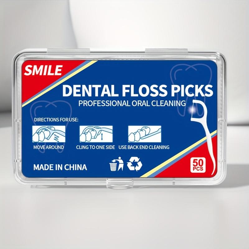 50 Piece Set of Healthy Dental Floss Sticks - Deep Cleaning, Portable and Disposable Daily Oral Care, Teeth Cleaning Tools