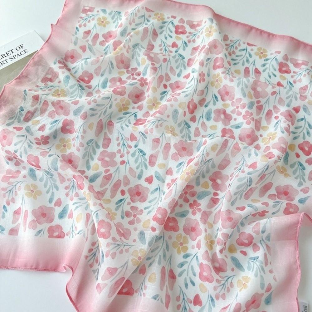 Cotton Linen Neckerchief Square Sunscreen Head Scarf Elegant Neck Scarf