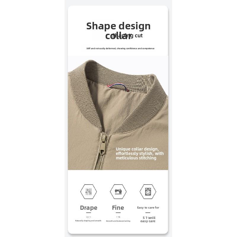 High-end men's jacket, business casual men's clothing, spring and autumn solid color baseball collar coat