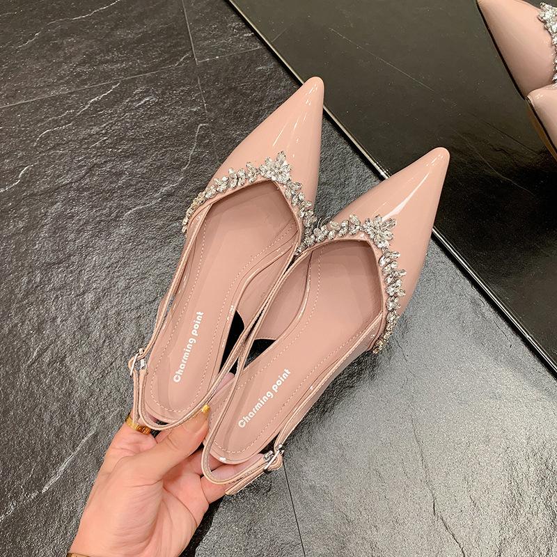 

2025 новое летнее слово с высокими каблуками телесного цвета, сексуальные стразы, красивые темпераментные универсальные сандалии для женщин 42