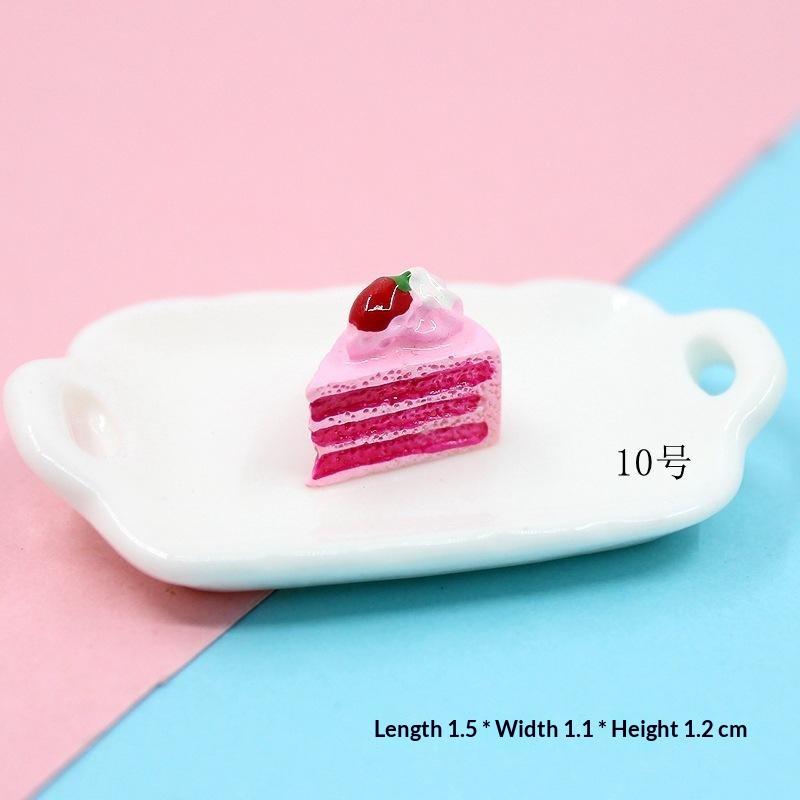 10Pcs Mini Resin Fake Cake Kawaii Simulation Food Miniatures for DIY Handmade Craft Home Decor Ornaments