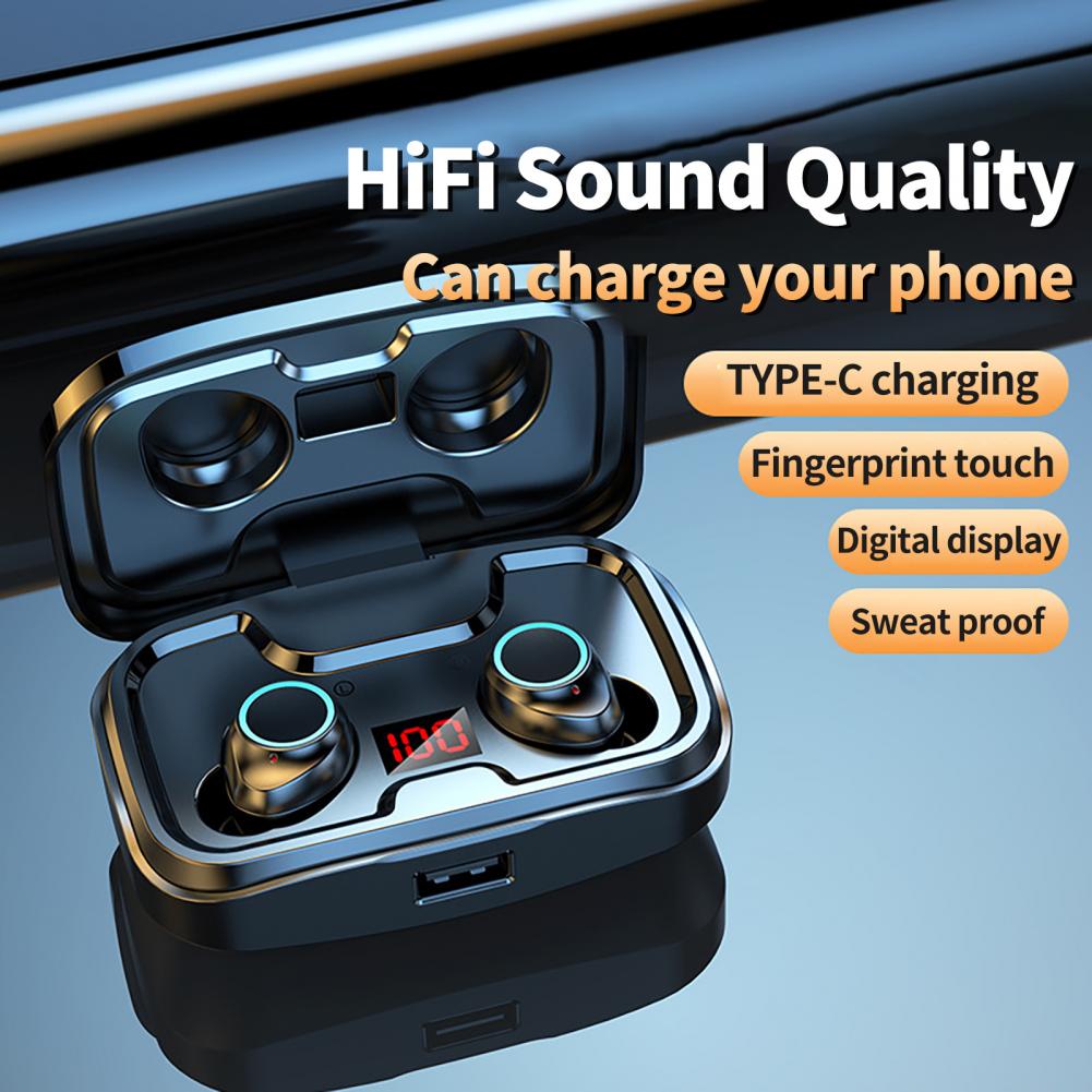 Bluetooth 5.0 Wireless Earbuds with Charging Case IPX5 Waterproof Stereo Headphones In Ear Built In Mic Headset Premium Sound with Deep Bass for Sport