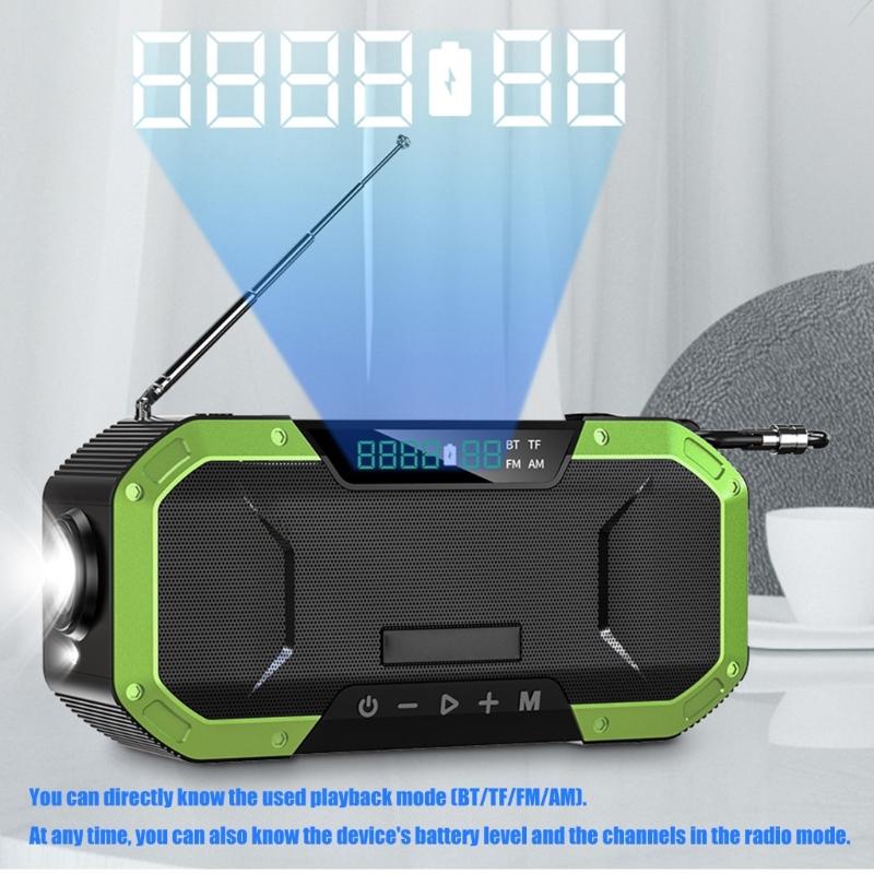 Solar Hand Cranks Radio with FM AM Band Reception Emergency SOS Alarm IPX5 Waterproof for Camping Survival Adventure