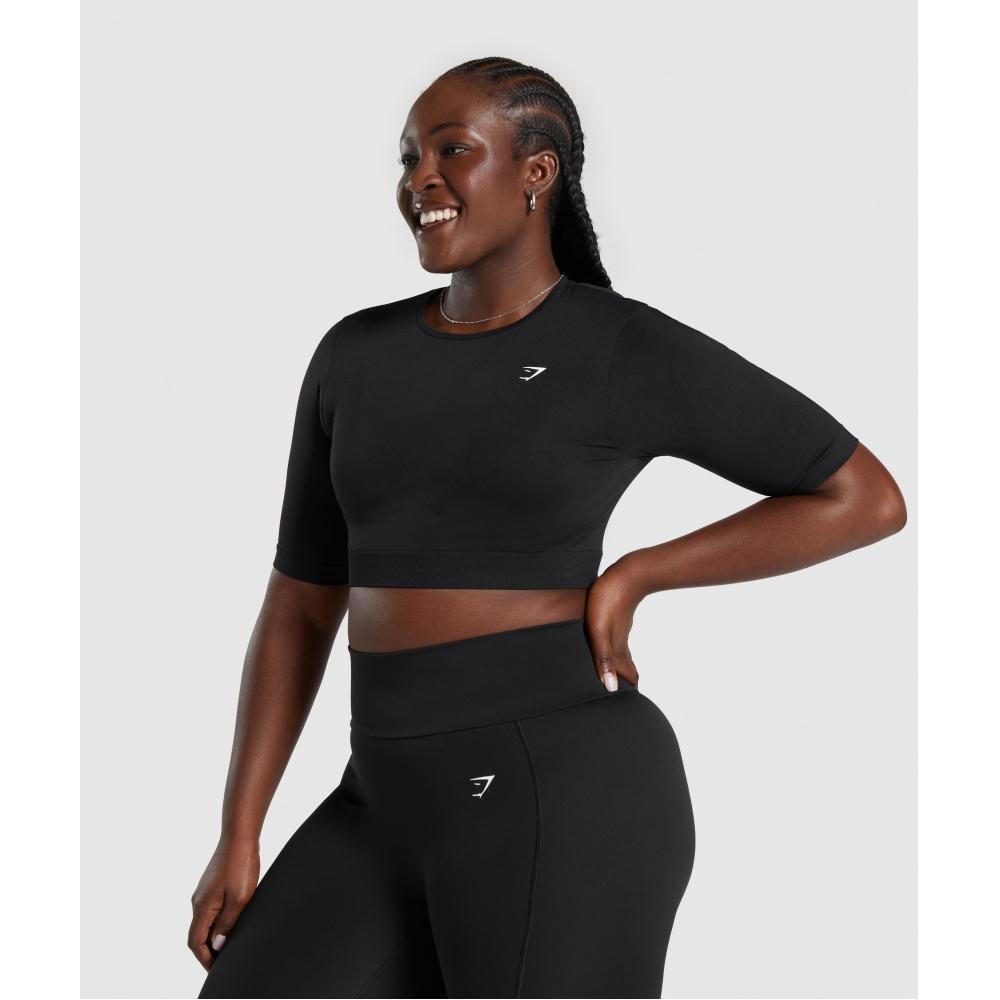 Gymshark Codzienny bezszwowy krótki top czarny B8a4p Bb2j