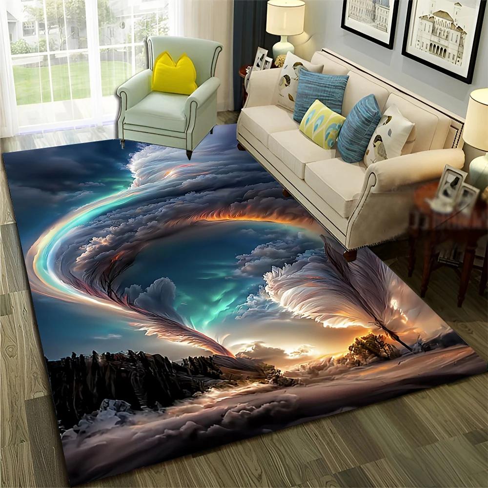 Dream Natural Tornado Cloud Twister Carpet Rug for Home Living Room Bedroom Sofa Doormat Decor,kids Area Rug Non-slip Floor Mat