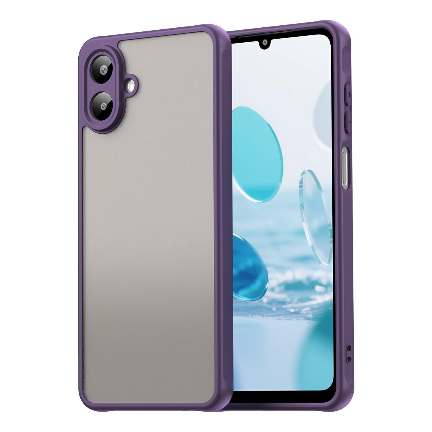 

For Samsung Galaxy A07 4G Case Drop Proof Airbags Frosted Translucent PC+TPU Phone Back Cover Purple