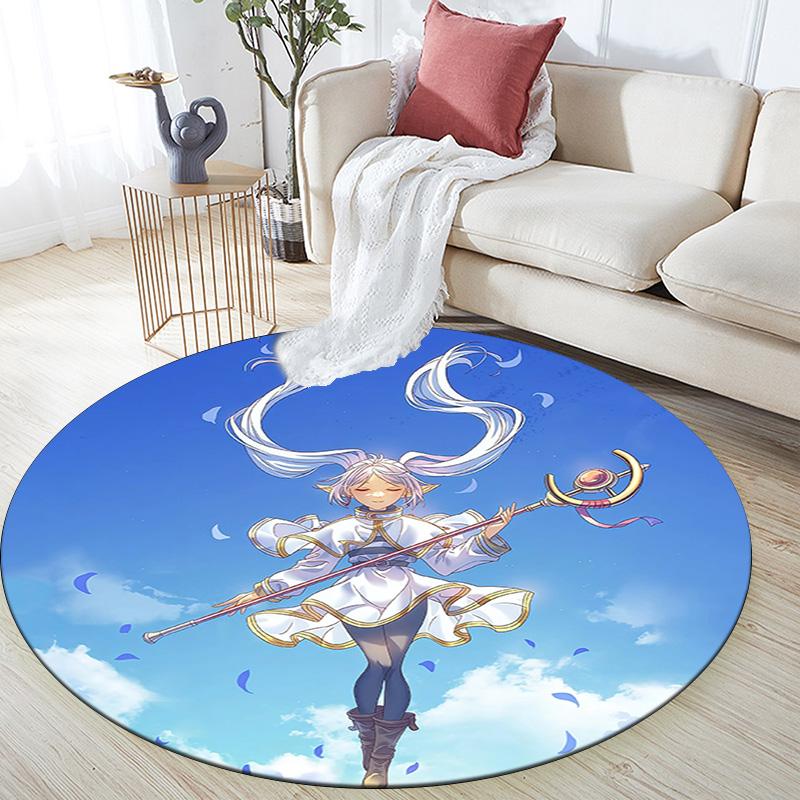 Frieren3 Round Area Rug,Carpet Rug for Living Room Bedroom Sofa Playroom Decor,Non-slip Floor Mat