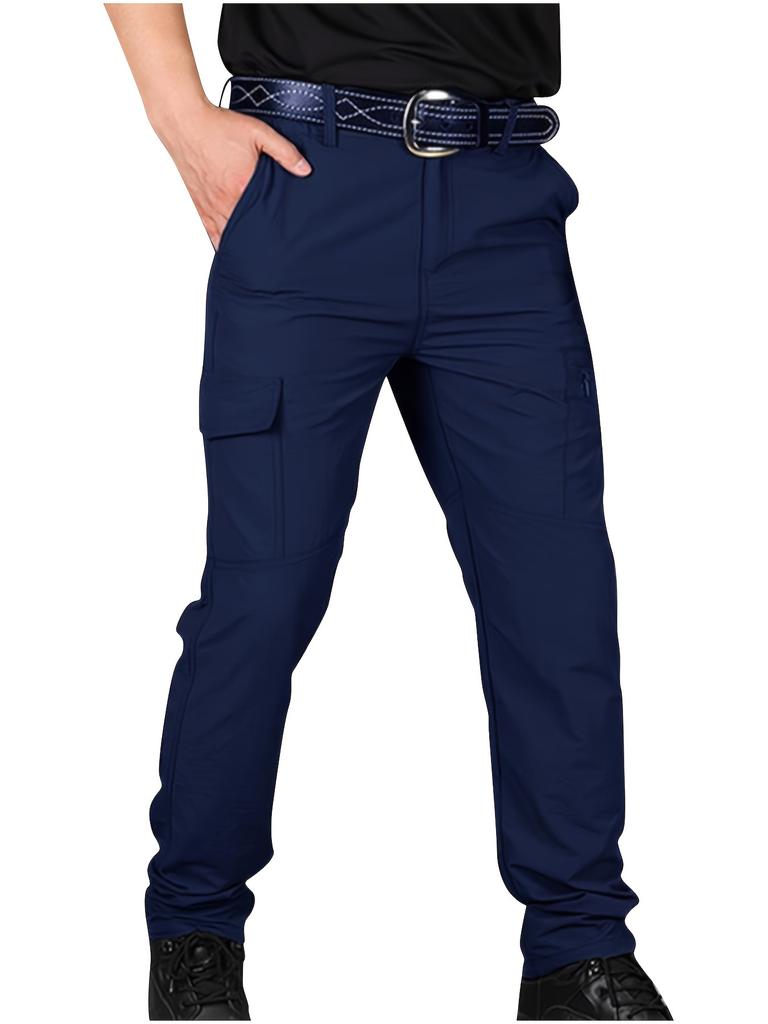 Men's summer tactical trousers combat anti-splashing multi-bag wear-resistant solid color overalls trend spot