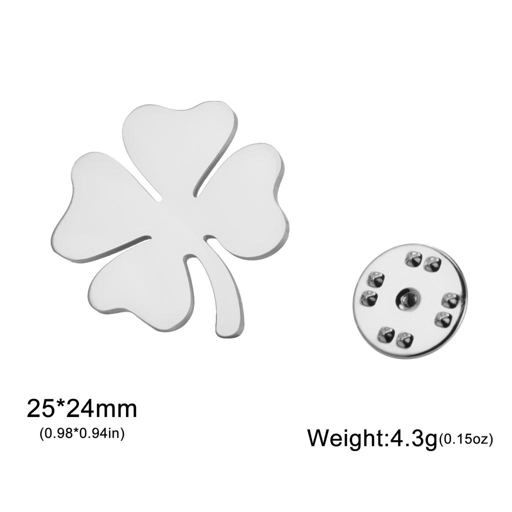 Lucky Four Leaf Clover Brooch for Women Stainless Steel Gold Suit Badge Pin Accessories Birthday Gift