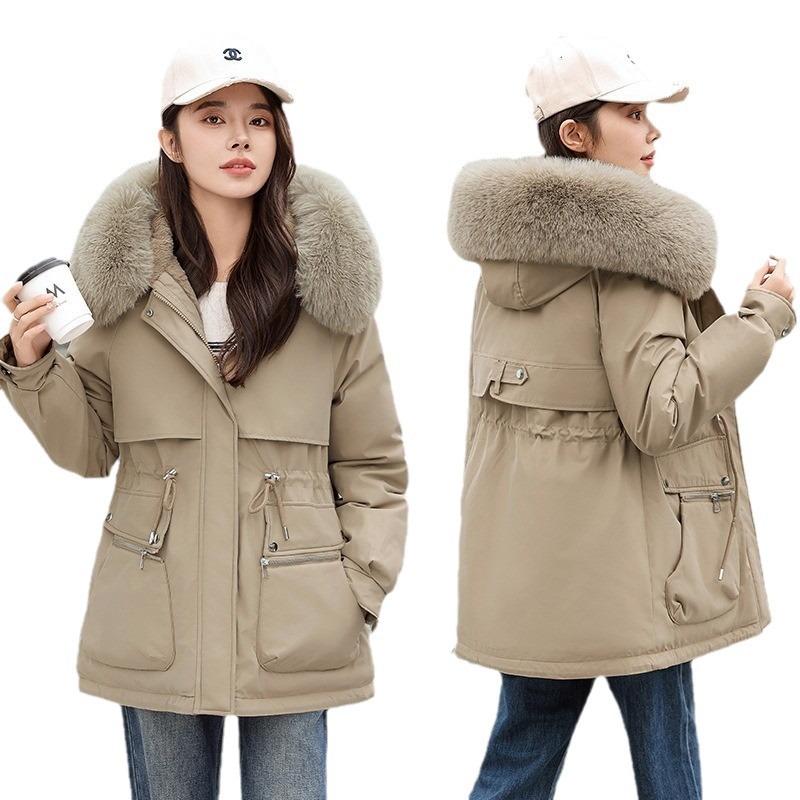 Pie Overcomes Women's Winter New Fashion Skinny Down Cotton Clothing Fleece Thickened Fur Integrated Jacket