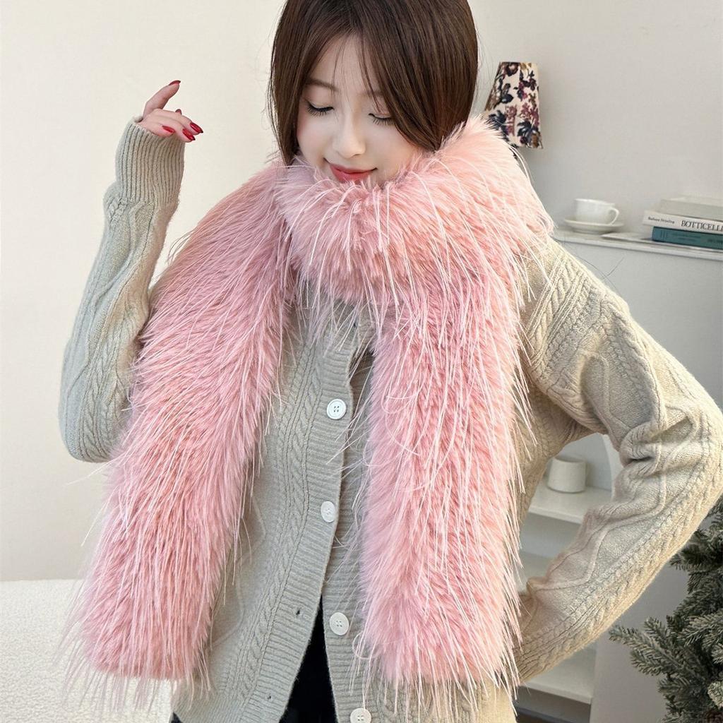 Plush Tassel Scarf Spring and Winter Thickened Ostrich Feather Plush Shawl with Fluffy Scarf Encryption Shawl