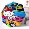 Goodnight Hello Kitty Cartoon Cartoon Umbrella, Portable 3-Fold Compact Umbrella, Suitable for Camping, Hiking and Travel, Ideal Easter Birthday Gift