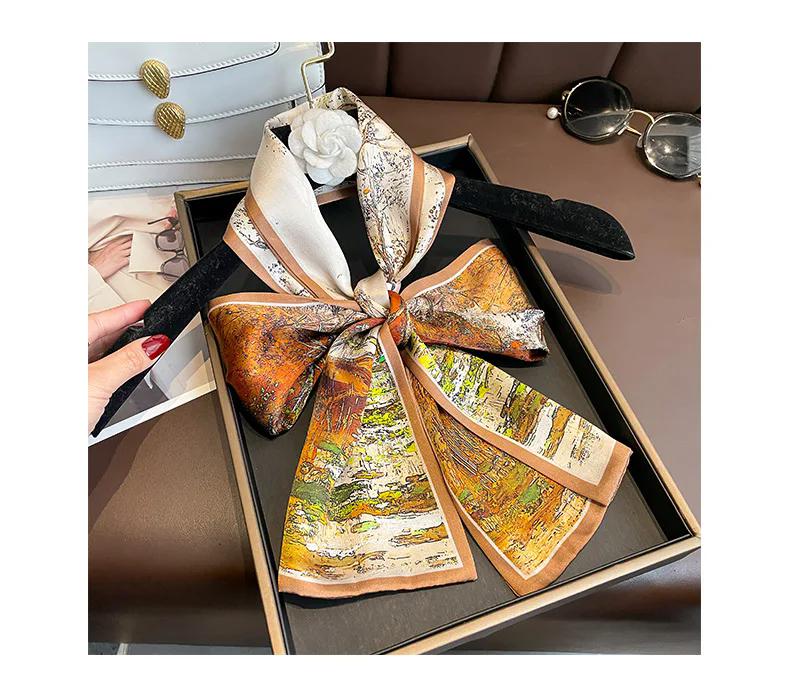 

150*15Cm Real Silk Scarf Women Ladies Neck Tie Wrap Neckerchief Shawl Bandana Fashion Kerchief Foulard Female Scarves Real Silk 150x15cm
