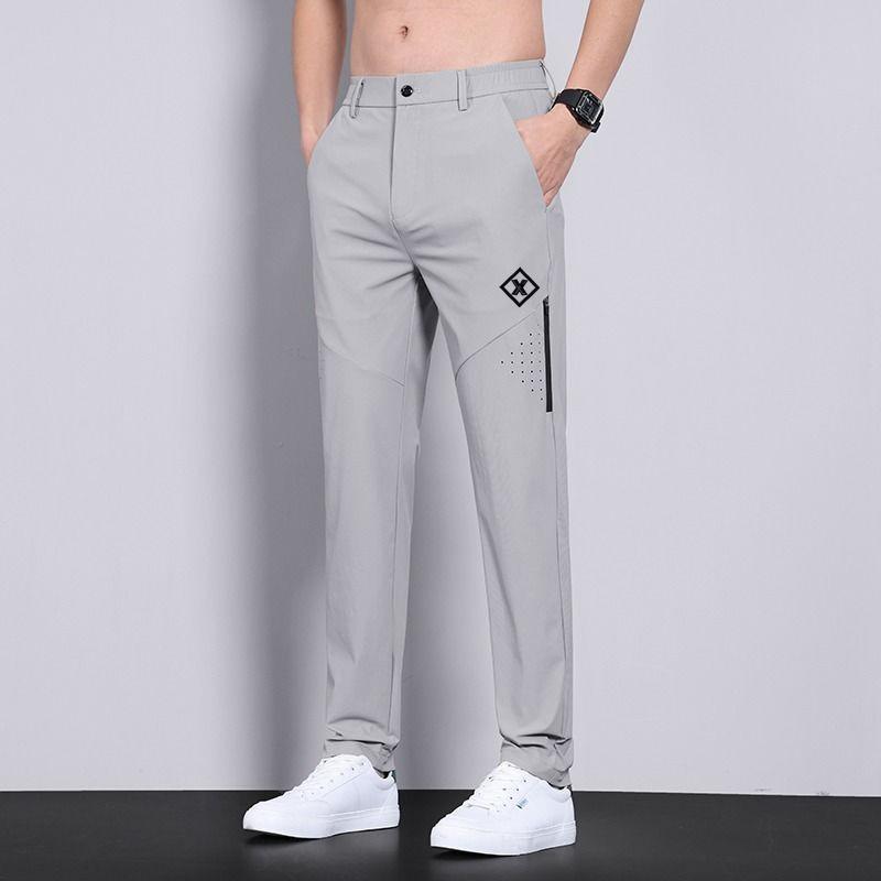 2026 Men's Trendy Summer Ice Silk Drape Casual Trousers: Non-Iron, High Stretch, Loose Straight Fit for Business