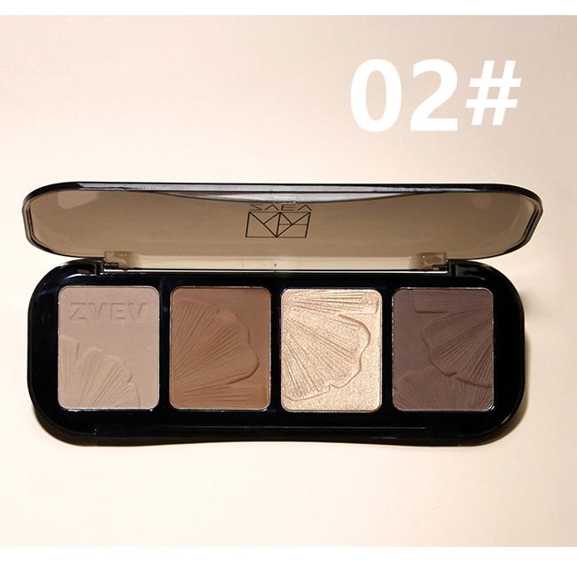 4 Farben Konturpalette, Textmarker, Schimmer, matter Bronzer, Nasenschatten, Gesichtsschattierungspuder-Make-up-Palette