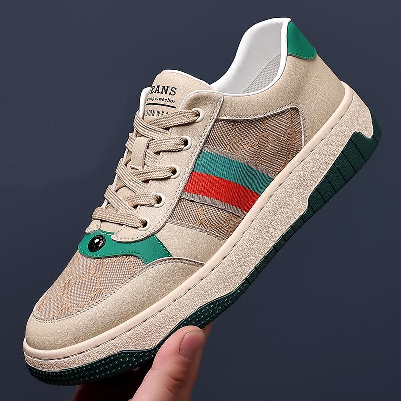 New Shoes for Men Canvas Casual Shoes Spring Autumn Trend Striped Flat Skateboard Shoes Youth Street Cool Lace-up Sneakers