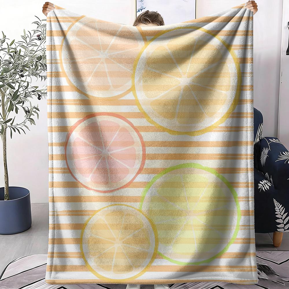 Citrus Fruit Throw Soft Flannel AC Blanket Lightweight Summer Nap Throw Cozy Blanket for Sofa Bed Travel Home 75x90cm