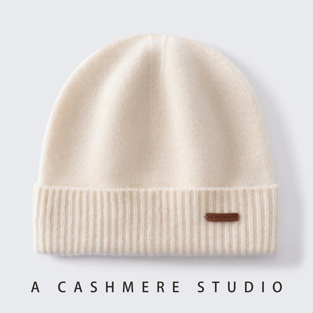 Winter New Warm% Pure Cashmere Hat Men's and Women's Knitted Wool Hat Casual Hat Outdoor Cold Hat