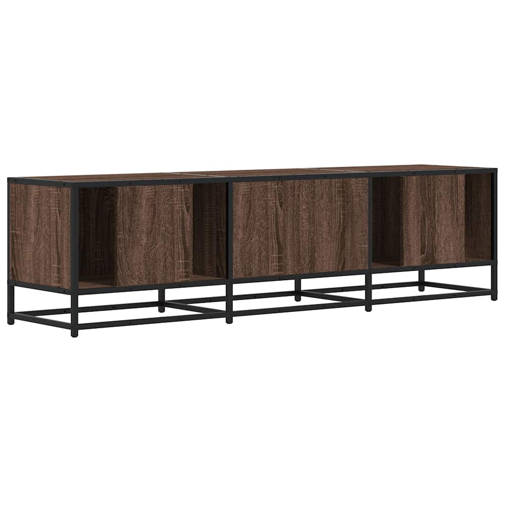 TV Cabinet in Brown Oak Look 150 x 35 x 41 cm Engineered Wood & Metal