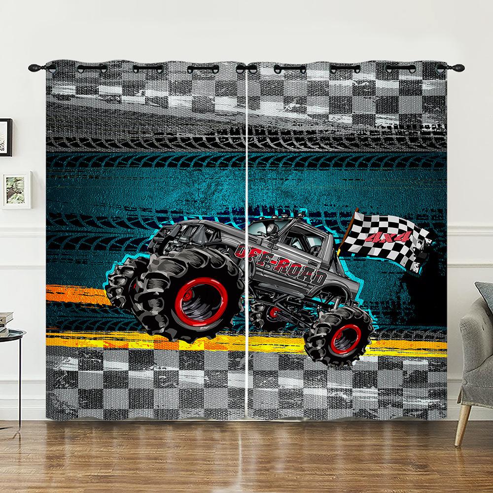 

Curtain Car Racing Off-Road Vehicle Curtain Digital Printing Blackout Curtain No Punching 2pcs*97cm*114cm*2