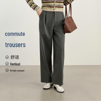 Elva's Island Women's Fall Drapey Straight-Leg Trousers