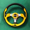 Racing Drift Flat Steering Wheel 330mm 13Inch Suede Leather Black Stitching Steering Wheel Fit Car and Simulation Racing PC Game