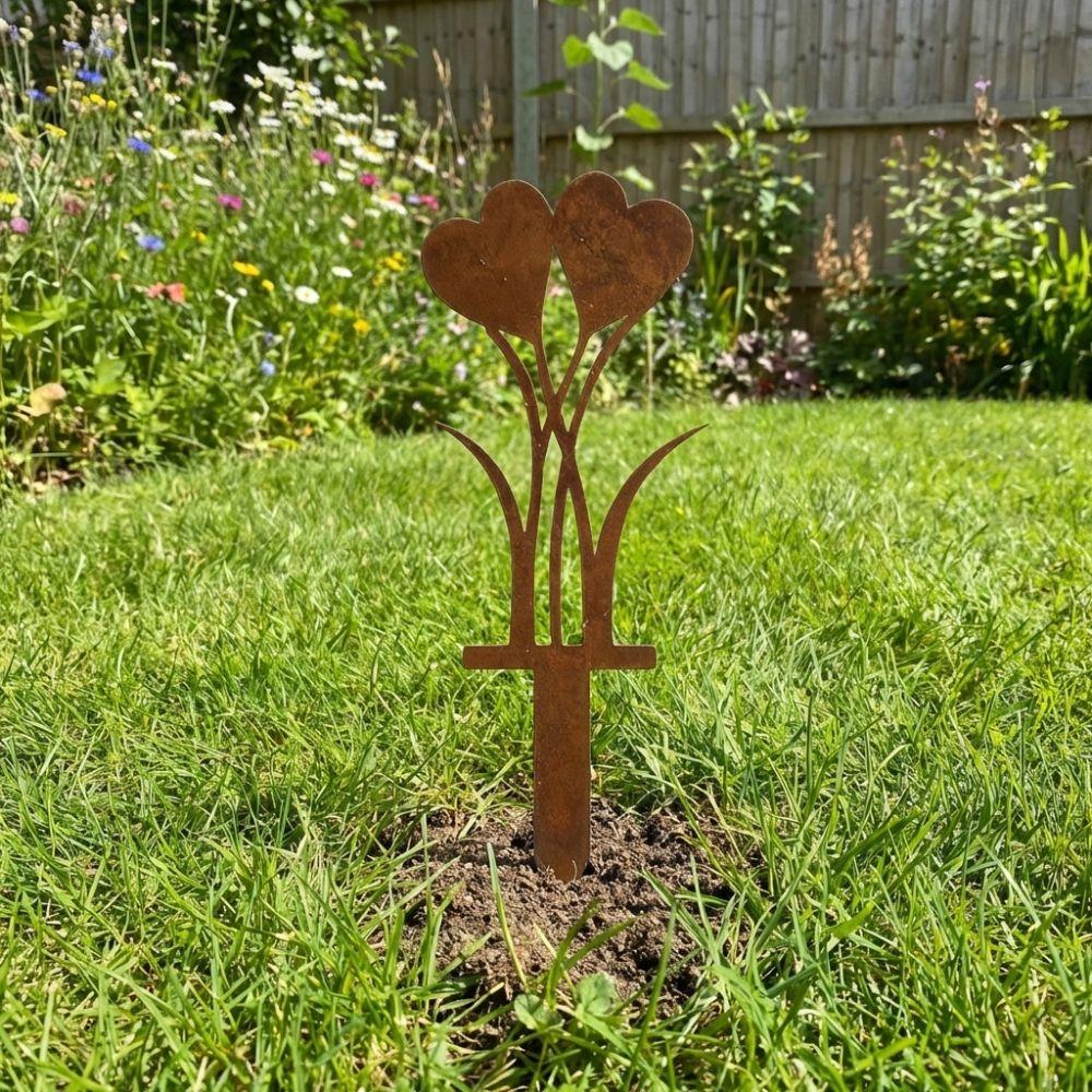 Wetterfeste Herzförmige Metall-Stäbe Rustikale Blumentopf-Verzierung Muttertag