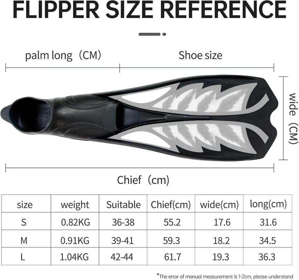 Adult Diving Fins Full Foot Scuba Swim Fins Anti-Slip Durable Snorkeling Gear Beach Training Practical Versatile