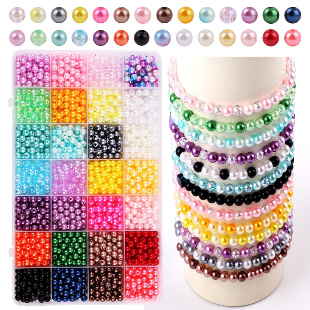 1960 Pieces 6Mm28 Color Abs Dyed Pearl Diy Color Loose Beads Beaded Bracelet Necklace Material Jewelry Accessories