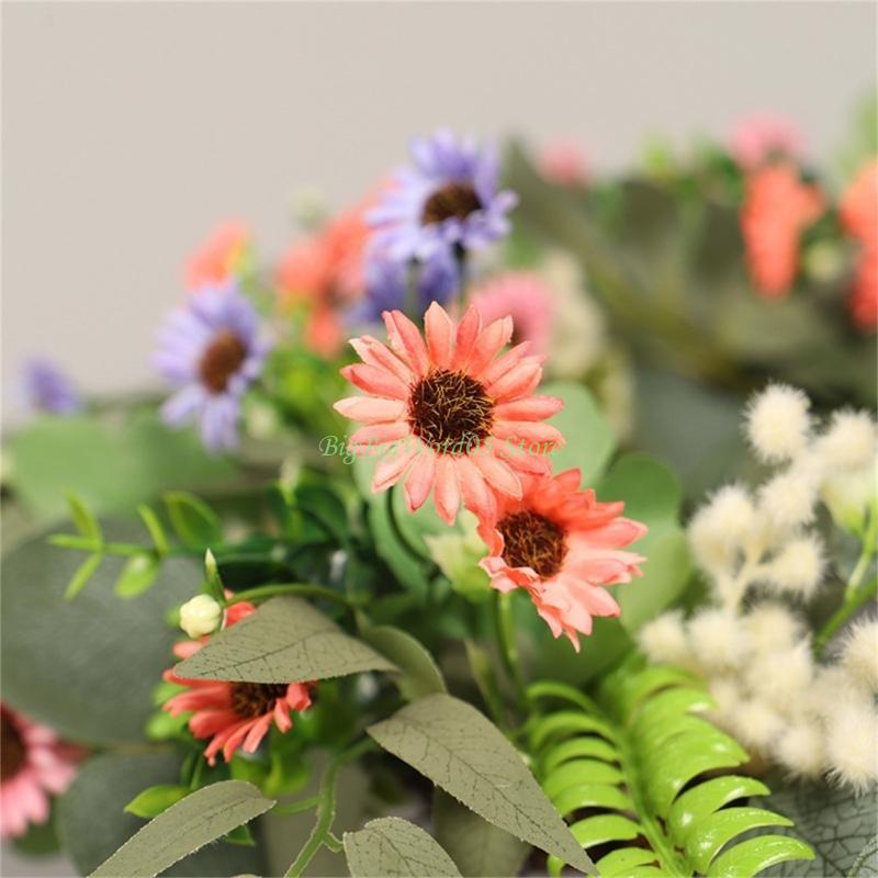 24TE Spring Wreath 20" Artificial Floral Wreath Colorful Flower Summer Wreath Front Door Wreath for Home Wedding Festival